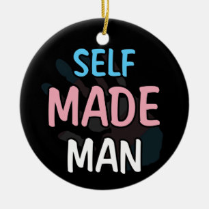 Self Made Man Transman LGBT Trans Pride Flag Gift Ceramic Ornament