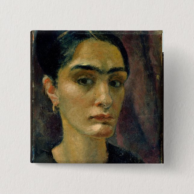Self portrait 15 cm square badge (Front)