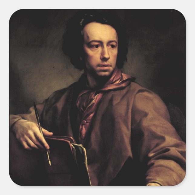Self Portrait, 1773 (oil on panel) Square Sticker (Front)