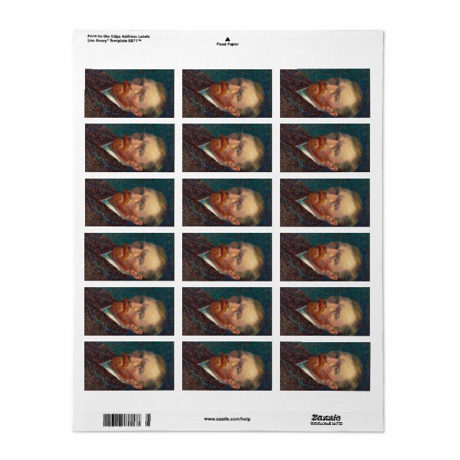 Self-Portrait, 1887 by Vincent van Gogh Label (Full Sheet)