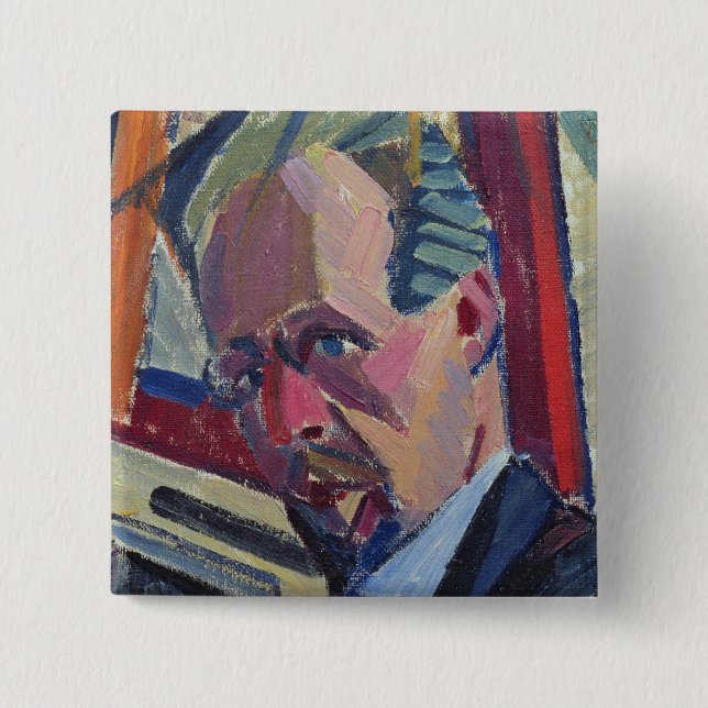 Self Portrait, 1913 15 Cm Square Badge (Front)