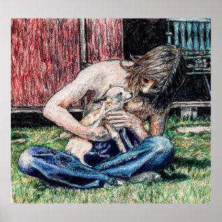 "Self Portrait 1974"   picture of my dog and I Poster