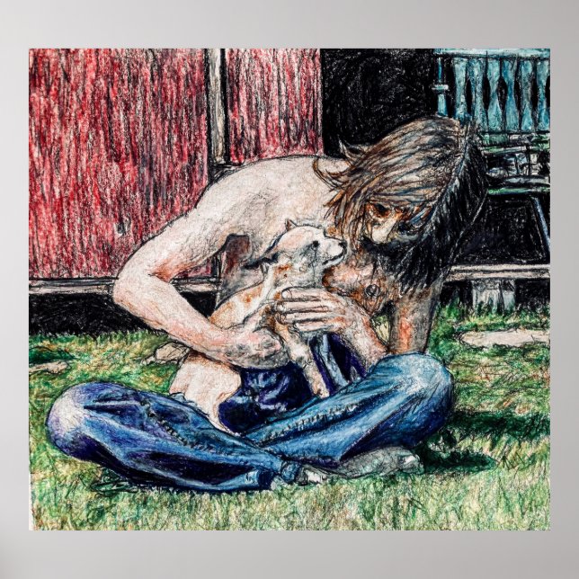 "Self Portrait 1974"   picture of my dog and I Poster (Front)