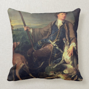 Self Portrait as a Hunter, 1699 (oil on canvas) Cushion