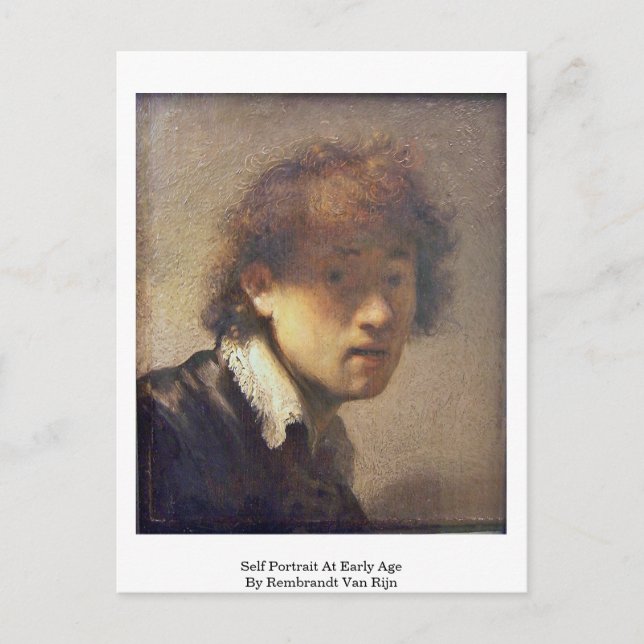 Self Portrait At Early Age By Rembrandt Van Rijn Postcard (Front)