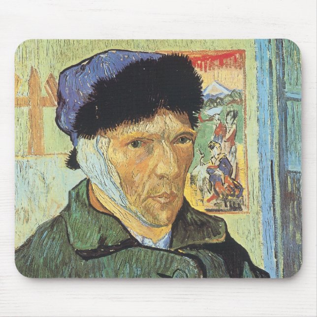 Self Portrait, Bandaged Ear by Vincent van Gogh Mouse Pad (Front)
