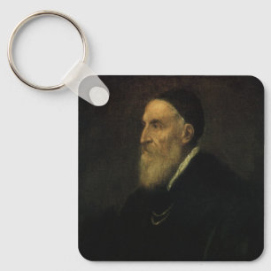 Self Portrait by Titian, Vintage Renaissance Art Key Ring