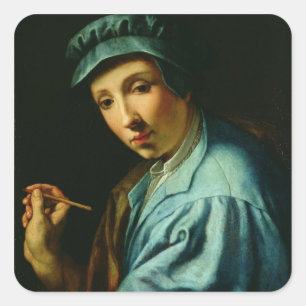Self Portrait, c.1555 (oil on panel) Square Sticker