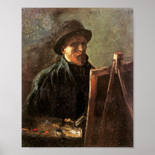 Self-Portrait, Dark Hat, Easel Van Gogh Fine Art Poster (Front)