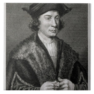 Self Portrait, engraved by J. Corner (engraving) Ceramic Tile