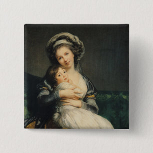 Self portrait in a Turban with her Child, 1786 15 Cm Square Badge