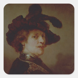 Self Portrait in Fancy Dress, 1635-36 Square Sticker