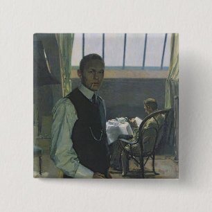 Self Portrait in the Studio, 1904 15 Cm Square Badge