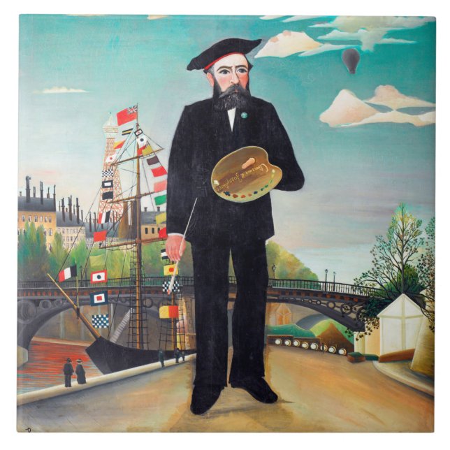 Self Portrait, Landscape, Rousseau Ceramic Tile (Front)