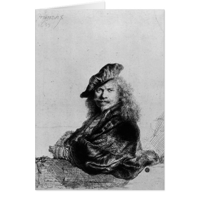 Self portrait leaning on a stone sill, 1639 (Front)
