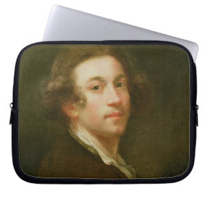 Self Portrait, Looking over Right Shoulder (oil on Laptop Sleeve