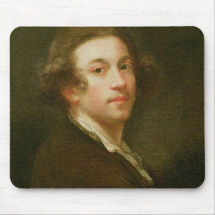 Self Portrait, Looking over Right Shoulder (oil on Mouse Pad