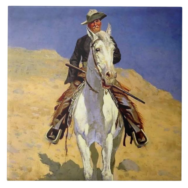 “Self Portrait on a Horse” by Frederic Remington Ceramic Tile (Front)