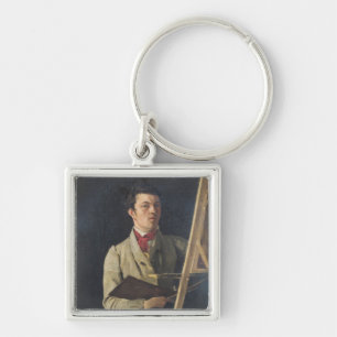 Self Portrait, Sitting next to an Easel, 1825 Key Ring