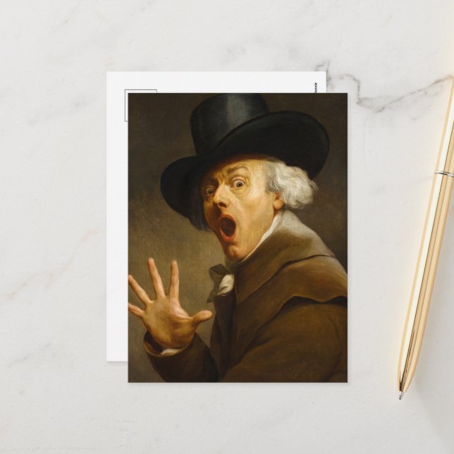 Self-Portrait, The Surprise by Joseph Ducreux Holiday Postcard (Front/Back In Situ)