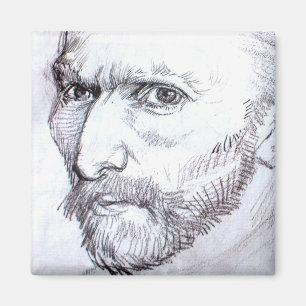 Self-Portrait Van Gogh Fine Art Drawing Magnet