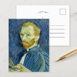 Self-Portrait | Vincent van Gogh Postcard<br><div class="desc">Self-Portrait (1889) | Original artwork by Dutch post-impressionist artist Vincent Van Gogh. Van Gogh often used himself as a model for practicing figure painting. It is clear that he had studied the technique of pointillism, but his brushstrokes are not systematic and he has applied the marks in his own unique...</div>