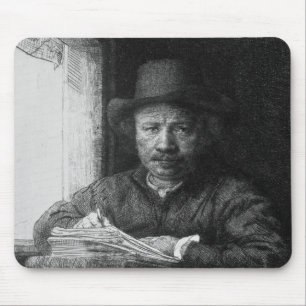 Self portrait while drawing, 1648 mouse pad