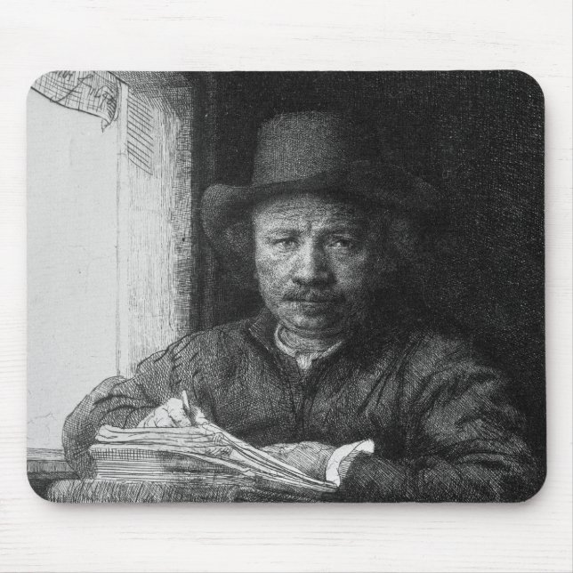 Self portrait while drawing, 1648 mouse pad (Front)