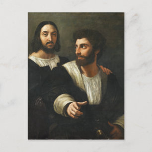 Self-portrait with a friend by Raphael Postcard