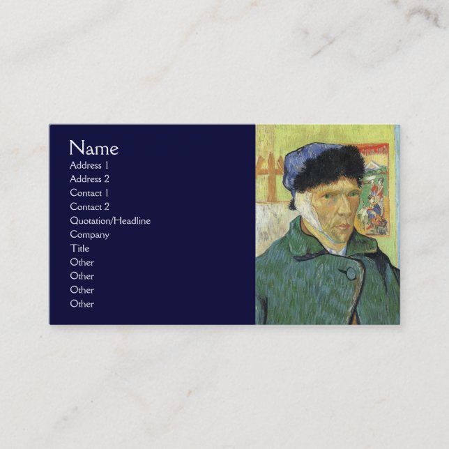 Self Portrait with Bandaged Ear by Van Gogh Business Card (Front)