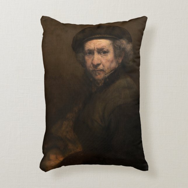 Self-Portrait with Beret by Rembrandt Decorative Cushion (Front(Vertical))