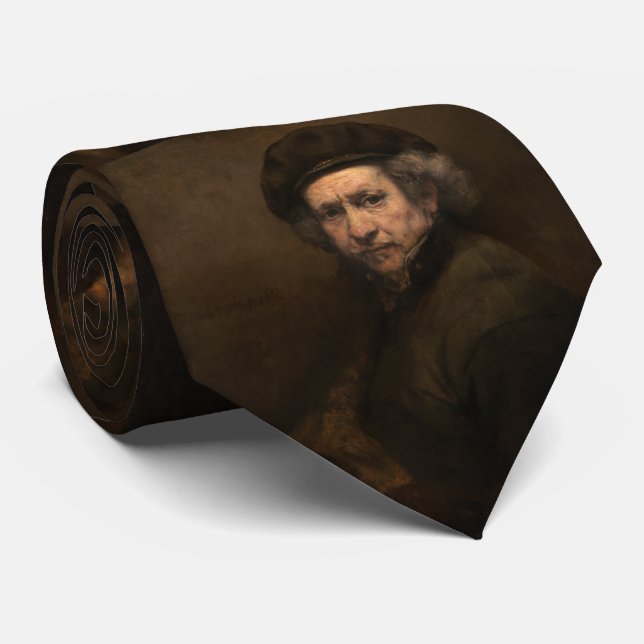 Self-Portrait with Beret by Rembrandt Tie (Rolled)