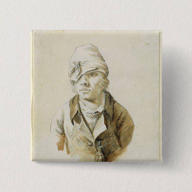 Self Portrait with Cap and Eye Patch 15 Cm Square Badge (Front)