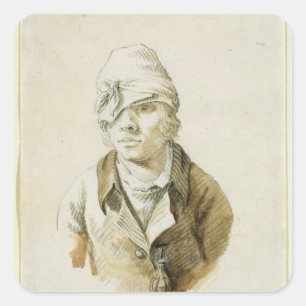 Self Portrait with Cap and Eye Patch Square Sticker