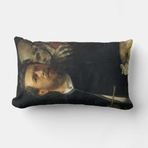 Self-Portrait With Death as a Fiddler (by Böcklin) Lumbar Cushion