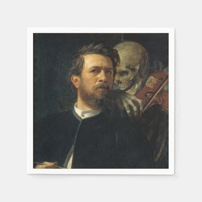 Self-Portrait With Death as a Fiddler (by Böcklin) Napkin (Front)