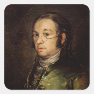 Self Portrait with Glasses, 1788-98 Square Sticker