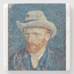 Self Portrait with Grey Felt Hat by Vincent van Go Stone Coaster