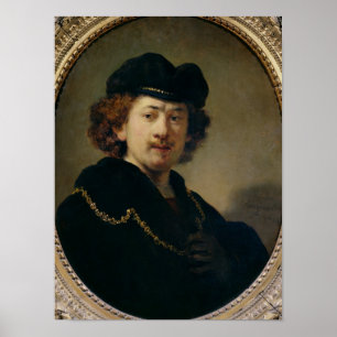 Self Portrait with Hat and Gold Chain, 1633 Poster