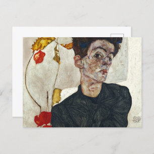 Self-Portrait with Physalis Egon Schiele Postcard