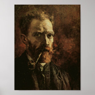 Self-Portrait with Pipe, Van Gogh Fine Art Poster