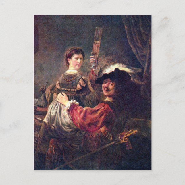 Self-Portrait with Saskia by Rembrandt Postcard (Front)