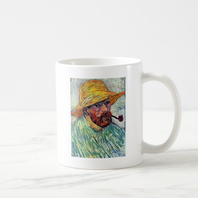 Self-Portrait With Straw Hat By Vincent Van Gogh Coffee Mug (Right)