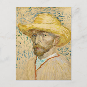 Self-Portrait with Straw Hat Van Gogh Fine Art Postcard