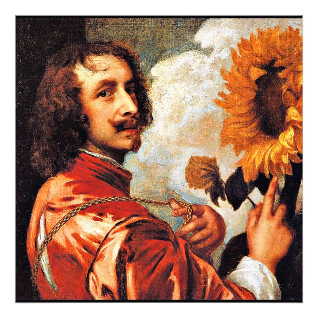 Self-Portrait with Sunflower, famous artwork Photo Print (Front)
