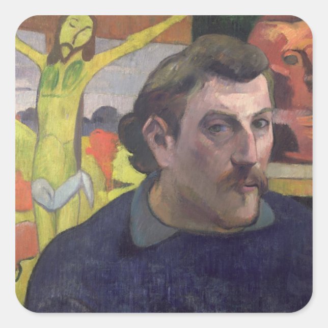 Self Portrait with the Yellow Christ, 1890 Square Sticker (Front)