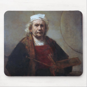 Self-Portrait with Two Circles, Rembrandt Mouse Pad