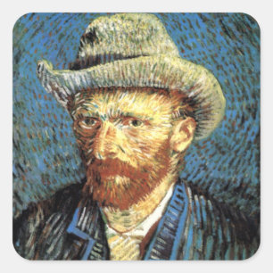 Self-Portriat wiith Grey Felt Hat Square Sticker