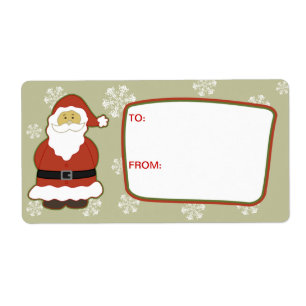 Self-Stick Gift Tag: Santa and Snowflakes
