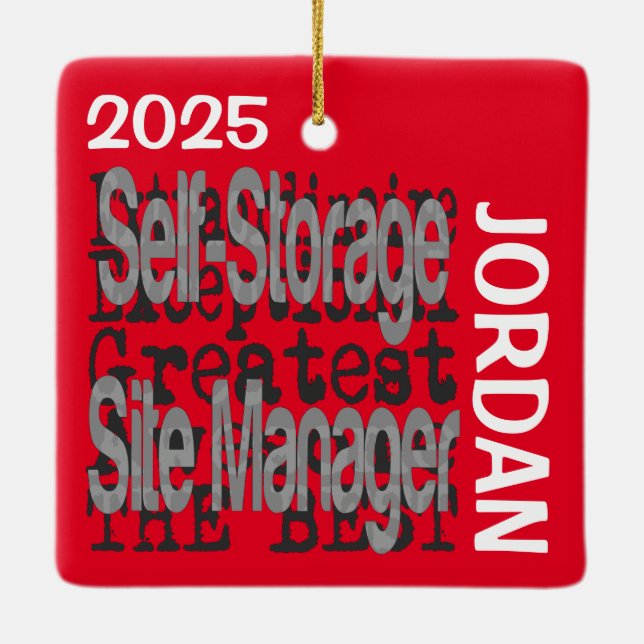 Self Storage Site Manager Extraordinaire CUSTOM Ceramic Ornament (Back)